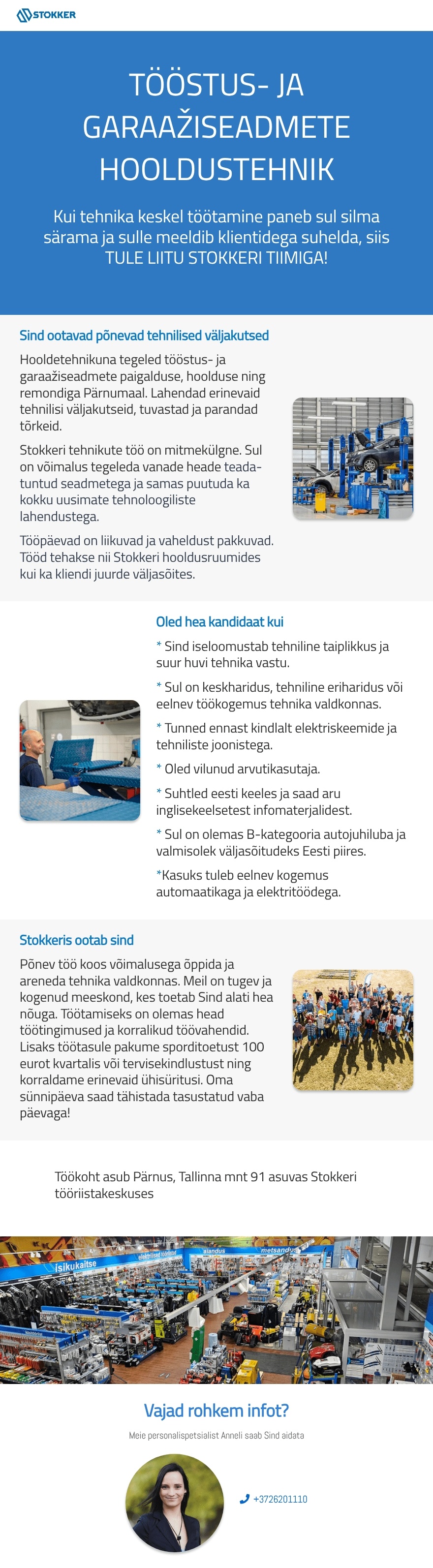 Stokker AS Tööstus- ja garaažiseadmete hooldustehnik