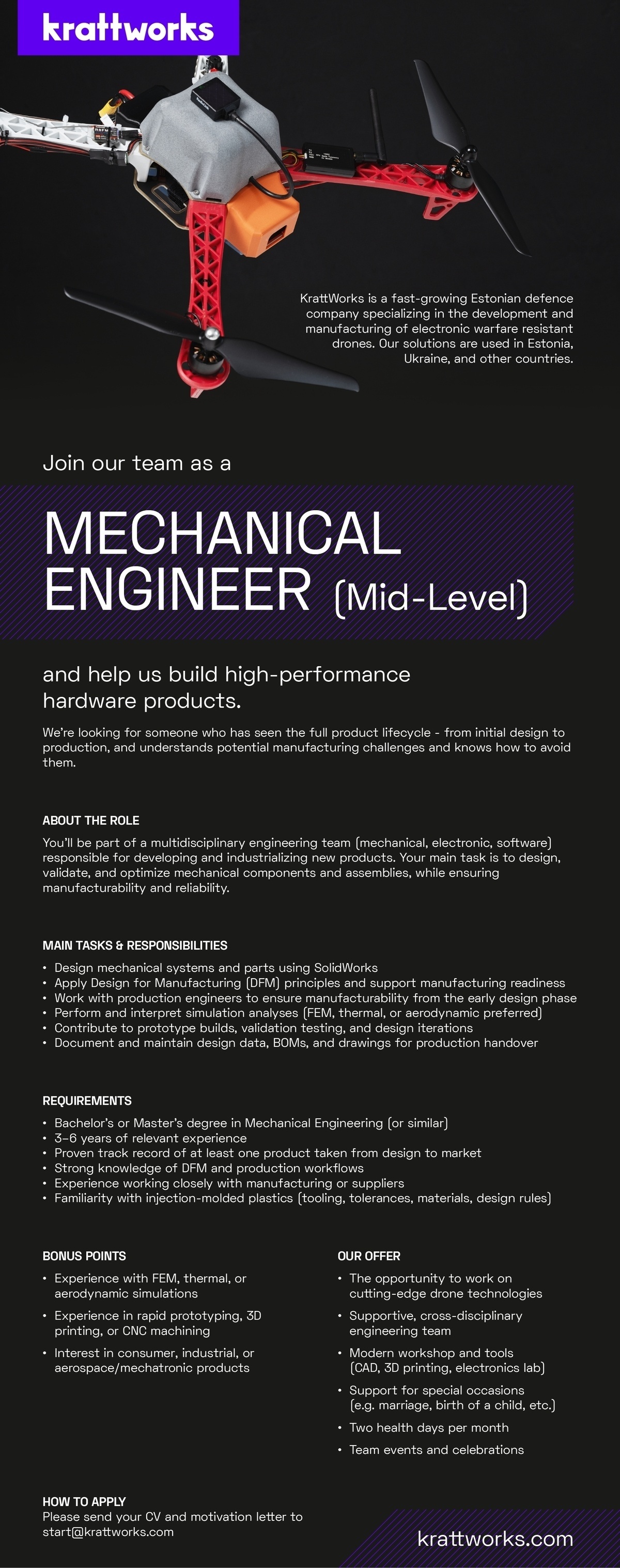 KrattWorks OÜ Mechanical Engineer (Mid-Level)