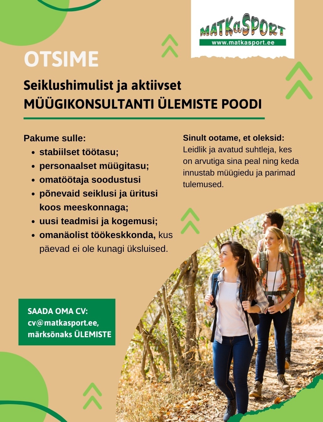 Matkasport OÜ Ülemiste MATKaSPORT MÜÜGIKONSULTANT