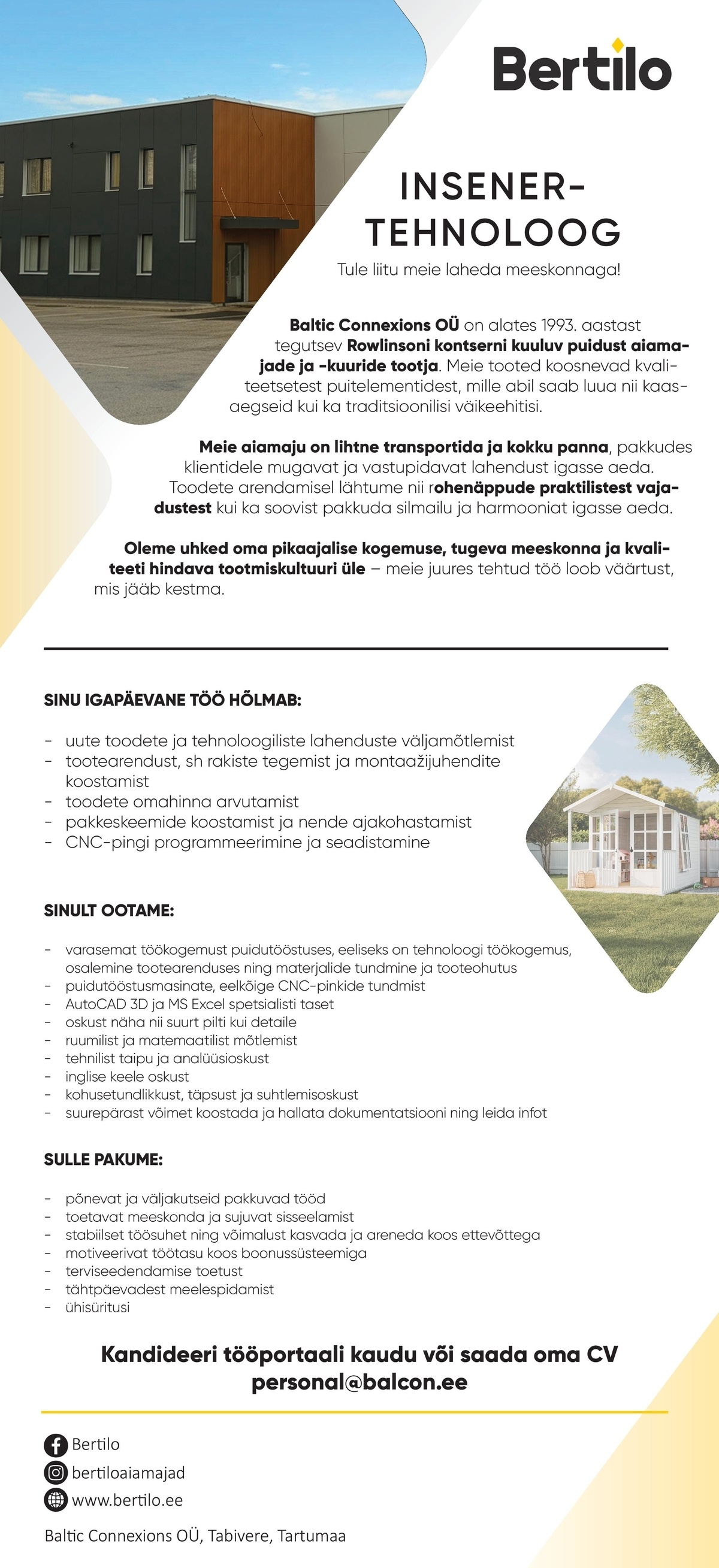 Baltic Connexions OÜ Insener-tehnoloog