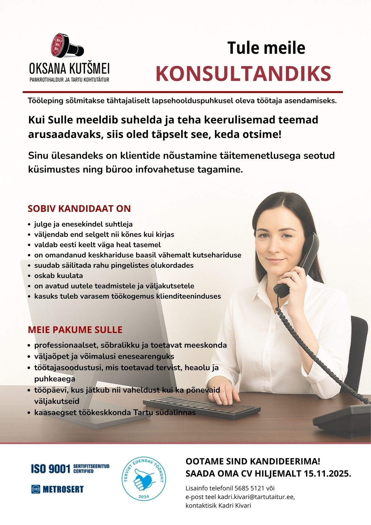 Tartu kohtutäitur Oksana Kutšmei Konsultant