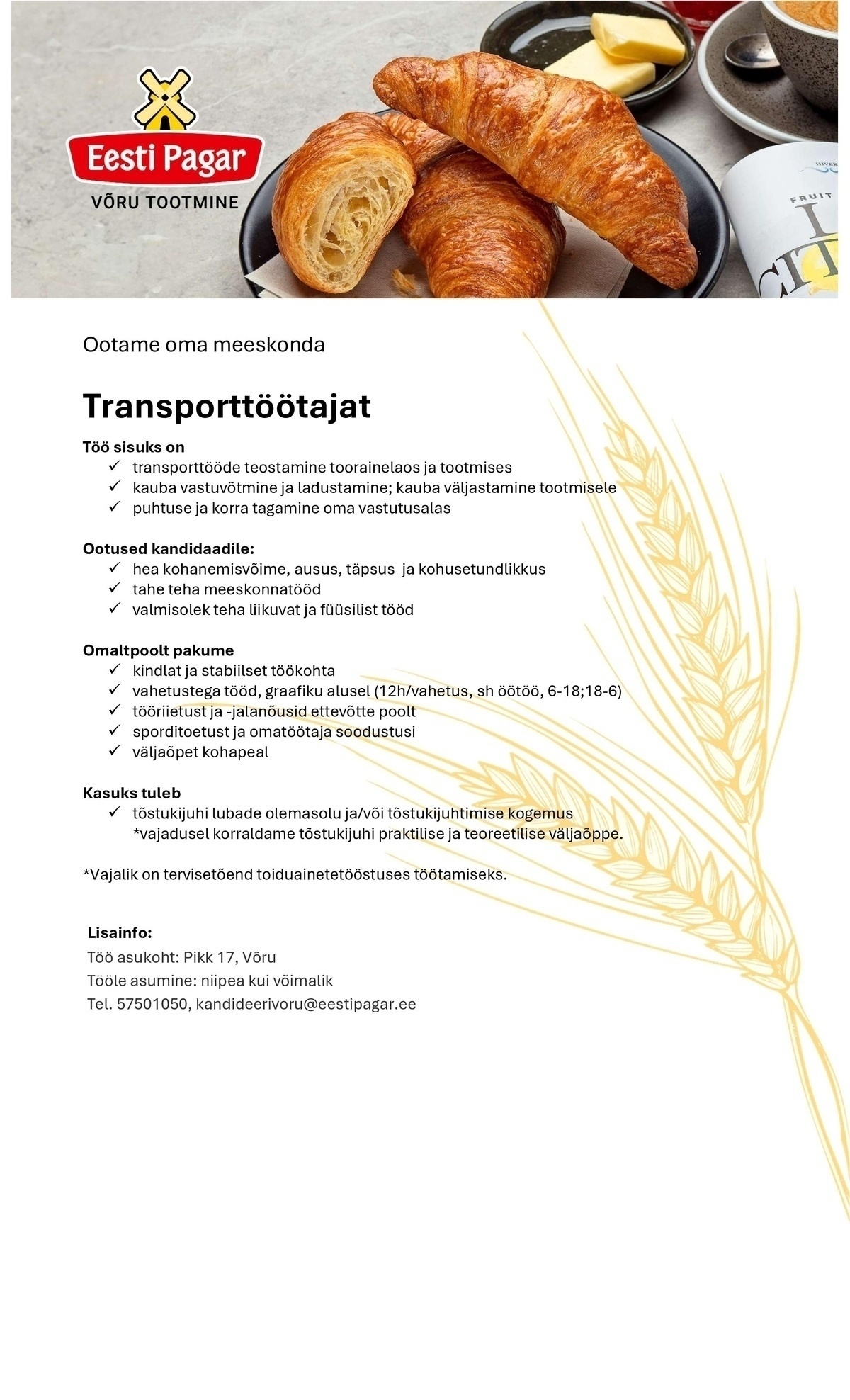 CRISTELLA VT OÜ Transporttöötaja