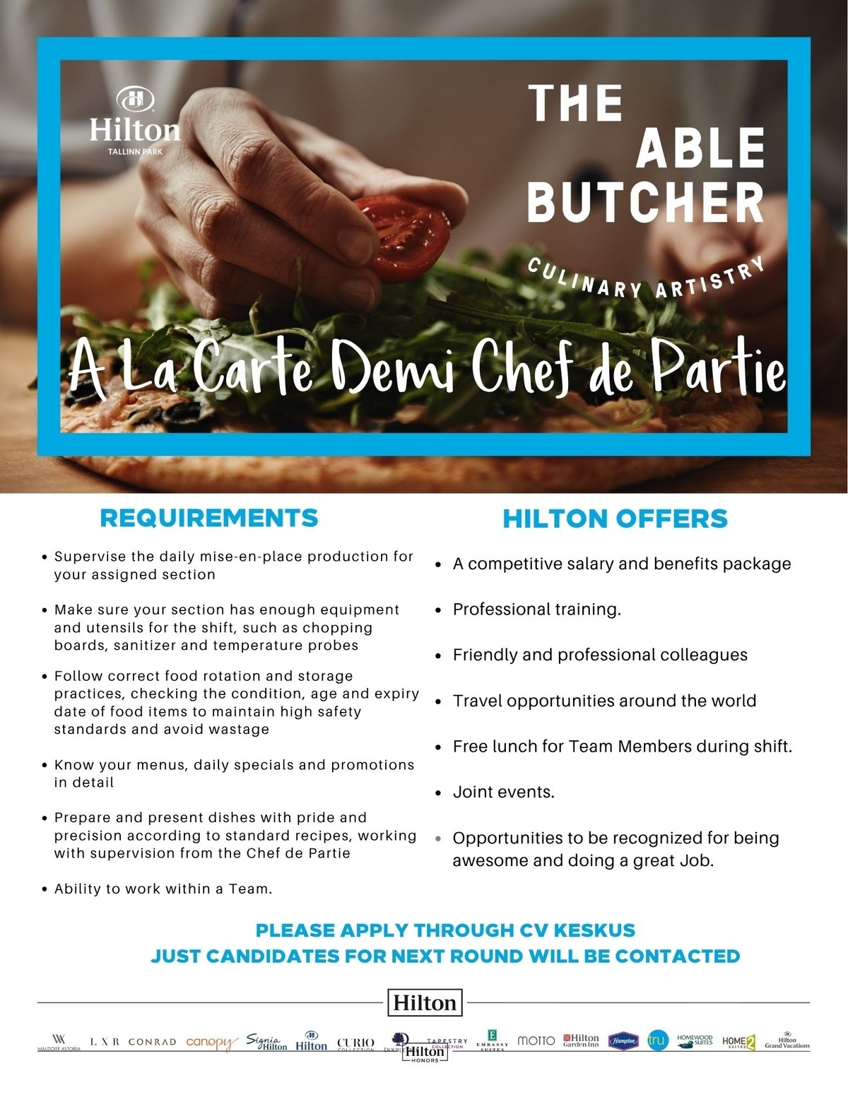 Hilton Tallinn Park A La Carte Demi Chef de Partie