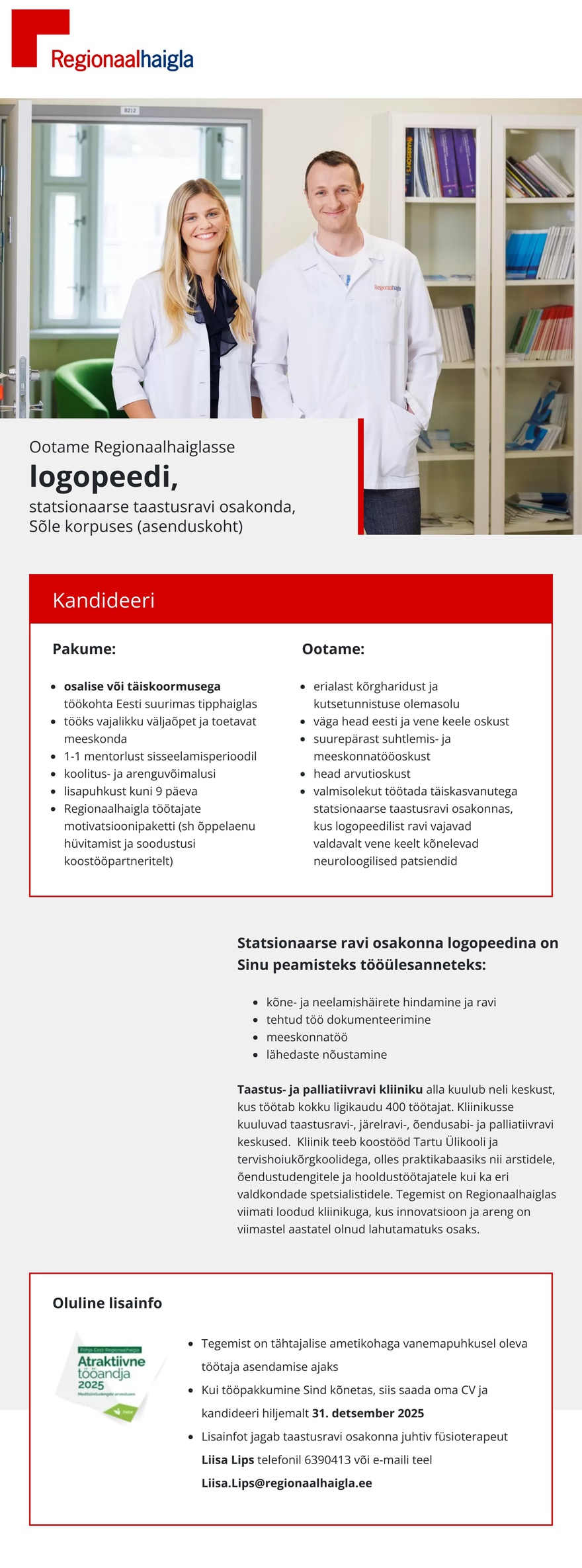 Põhja-Eesti Regionaalhaigla Logopeed taastusravi keskusesse