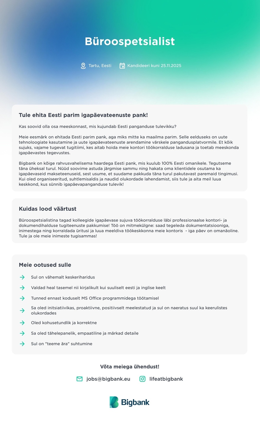 Bigbank Büroospetsialist