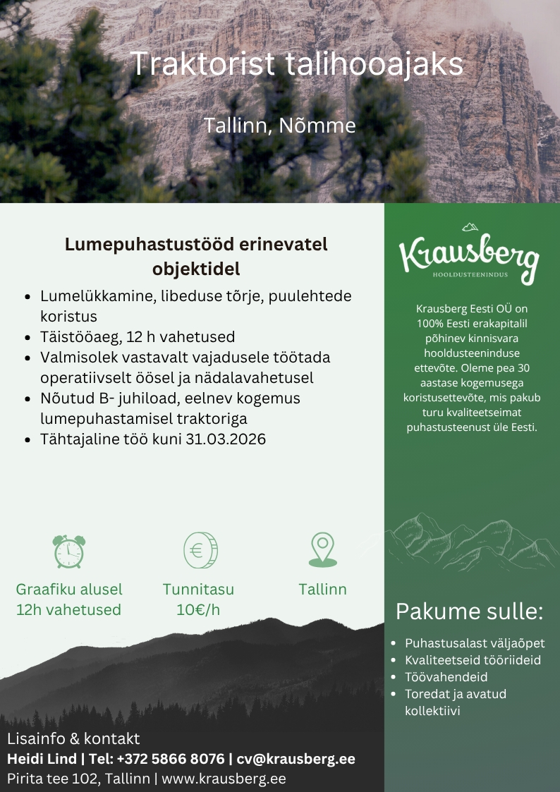 Krausberg Eesti OÜ Traktorist, Nõmme (tähtajaline)