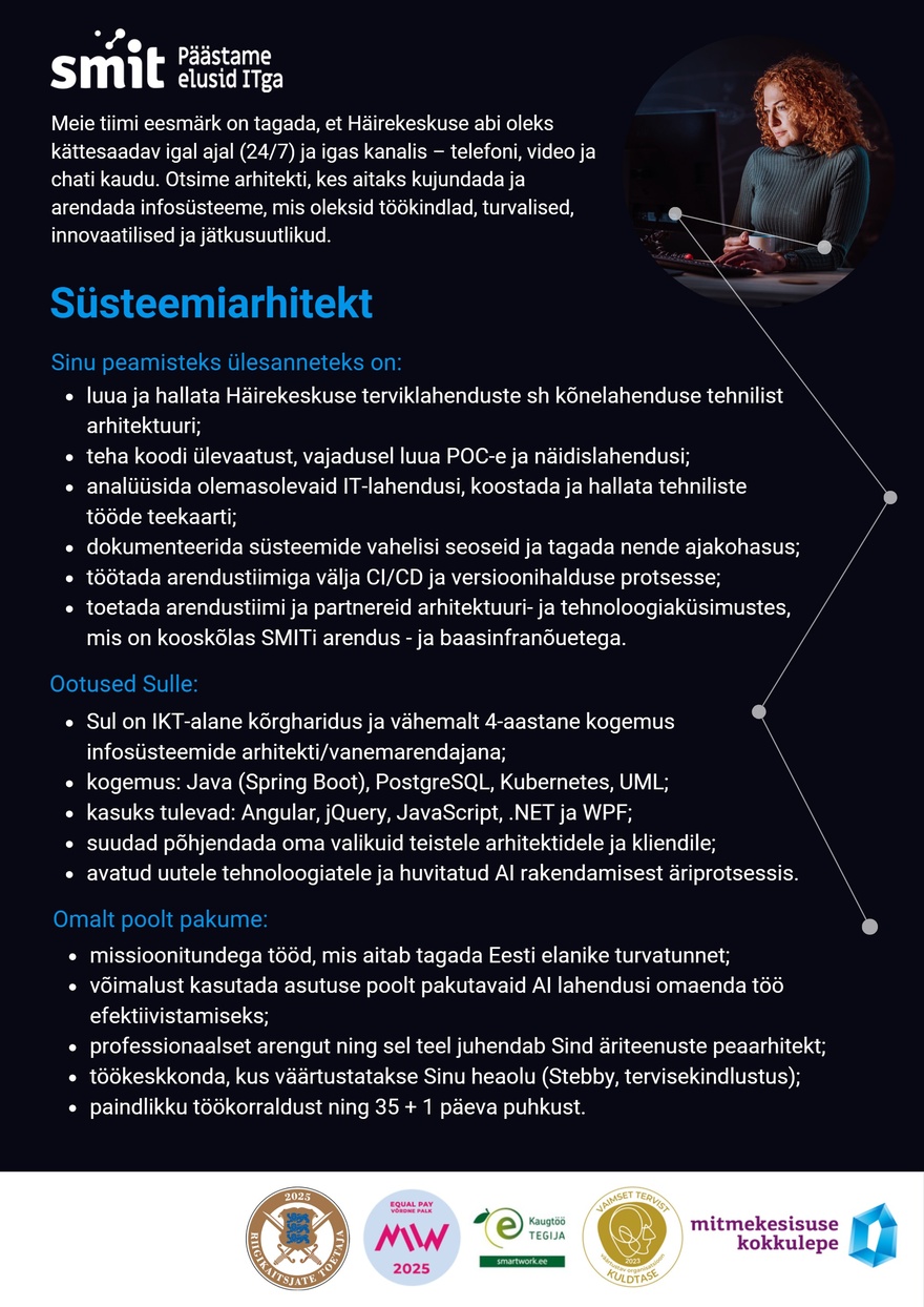 Siseministeeriumi infotehnoloogia- ja arenduskeskus Süsteemiarhitekt