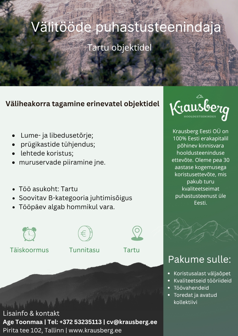 Krausberg Eesti OÜ Välitööde puhastusteenindajad, Tartu