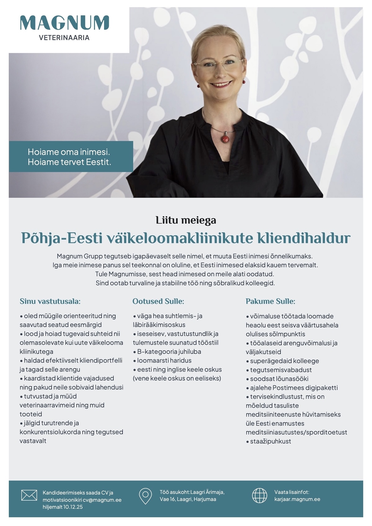 Magnum Veterinaaria AS Põhja- Eesti väikeloomakliinikute kliendihaldur