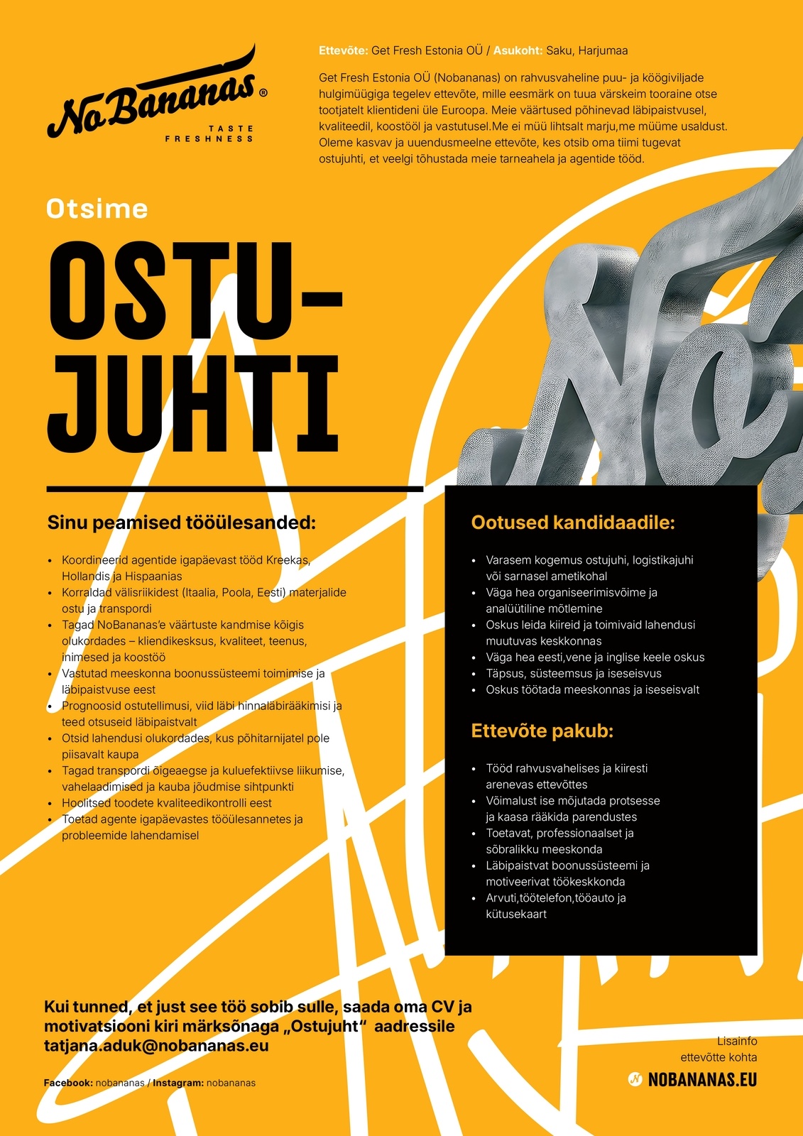 No Bananas / Get Fresh Estonia OÜ Ostujuht