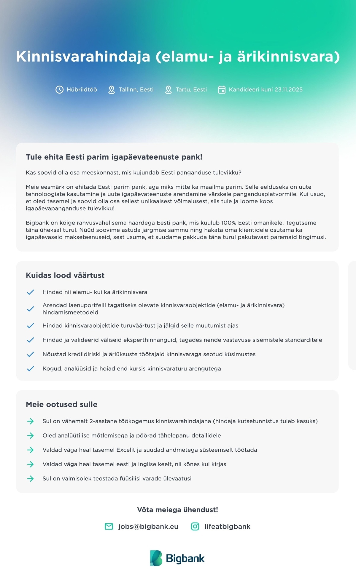 Bigbank Kinnisvarahindaja (elamu- ja ärikinnisvara)