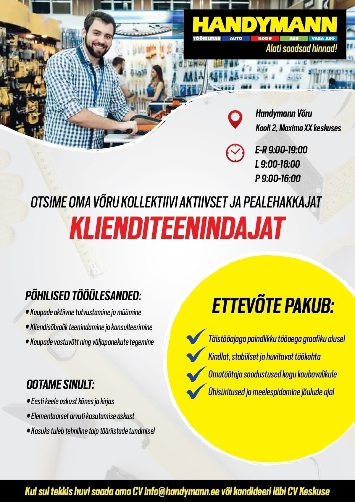 Handymann OÜ Klienditeenindaja Võru Handymannis