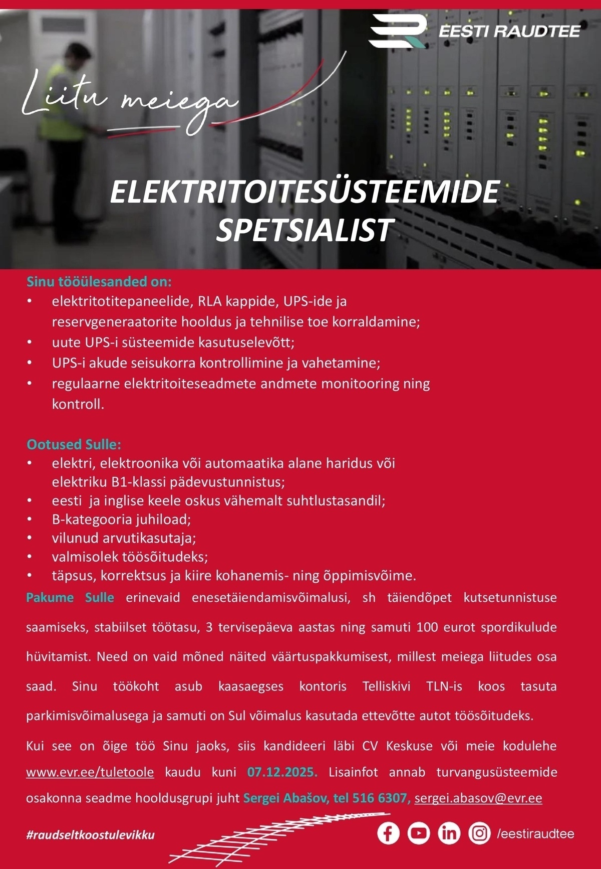 Eesti Raudtee AS Elektritoitesüsteemide spetsialist