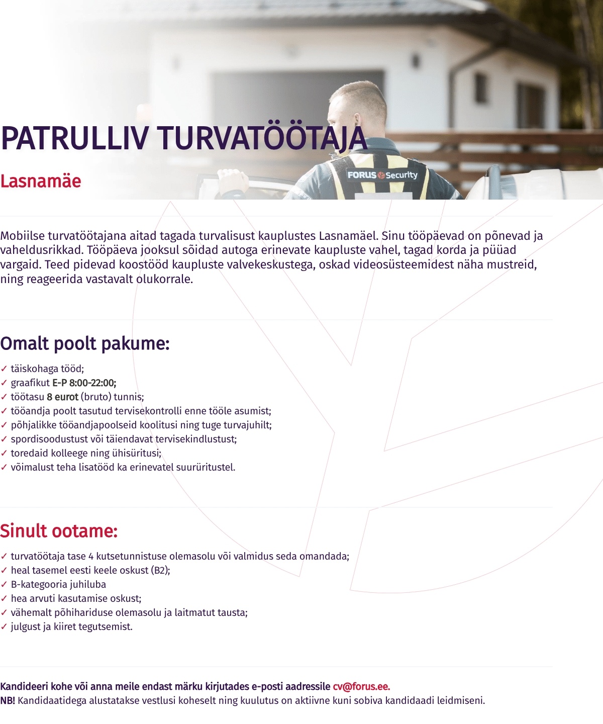 Forus Security AS Patrulliv turvatöötaja Lasnamäe