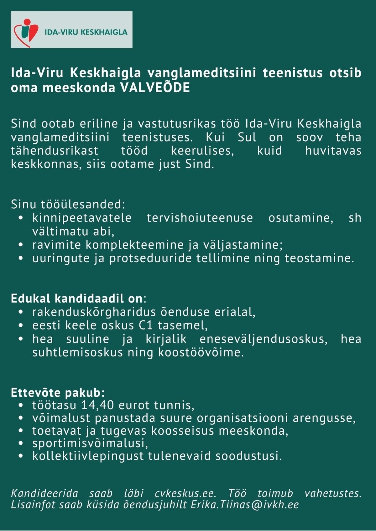 Ida-Viru Keskhaigla SA Valveõde vanglameditsiiniteenistusse