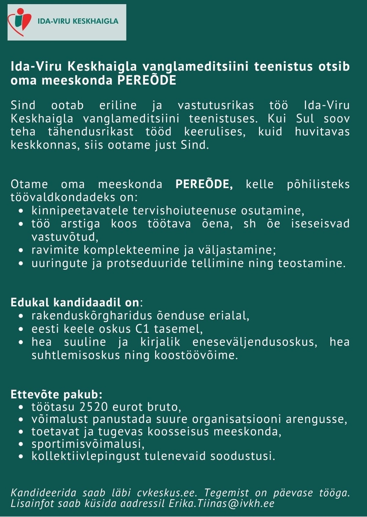 Ida-Viru Keskhaigla SA Pereõde vanglameditsiiniteenistusse