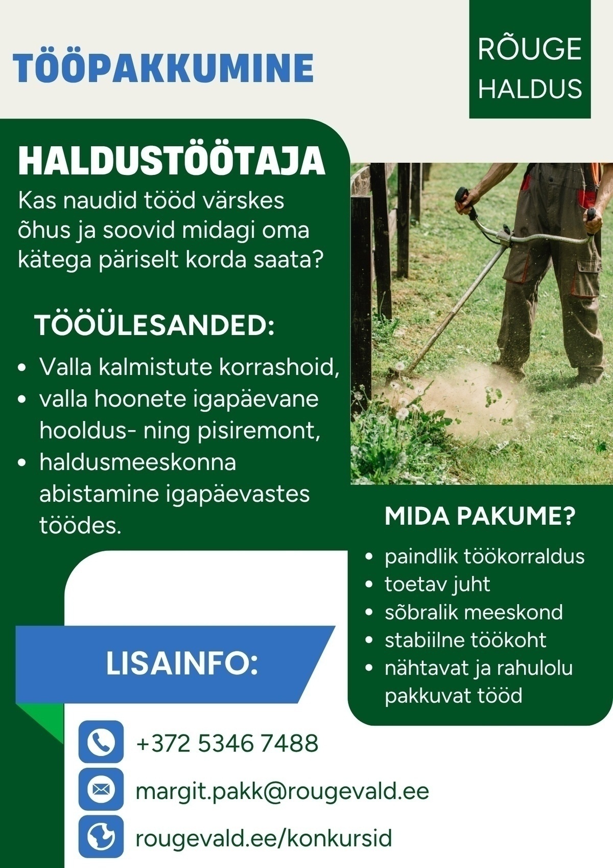 RÕUGE VALLAVALITSUS Rõuge Haldus haldustöötaja