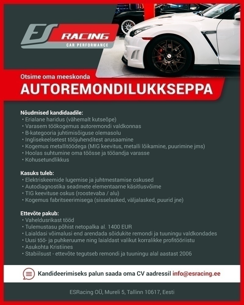 Esracing OÜ Autoremondilukksepp