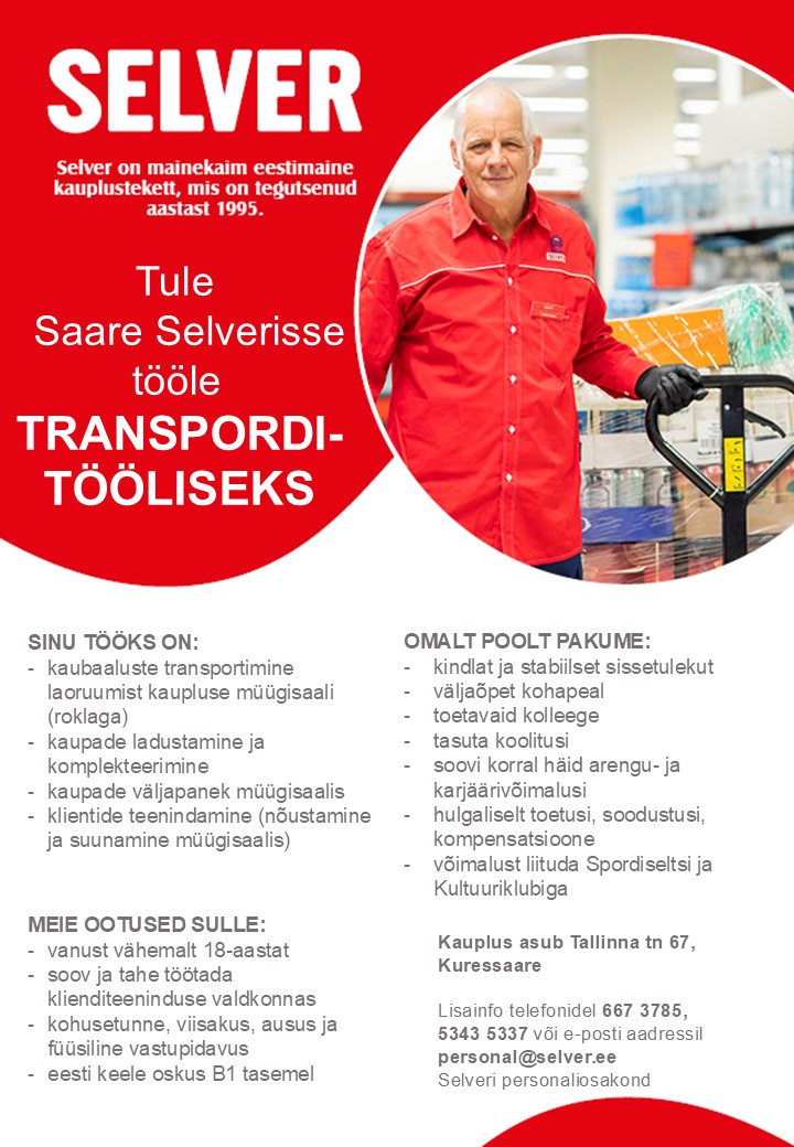 Selver Transporditööline Saare Selveris