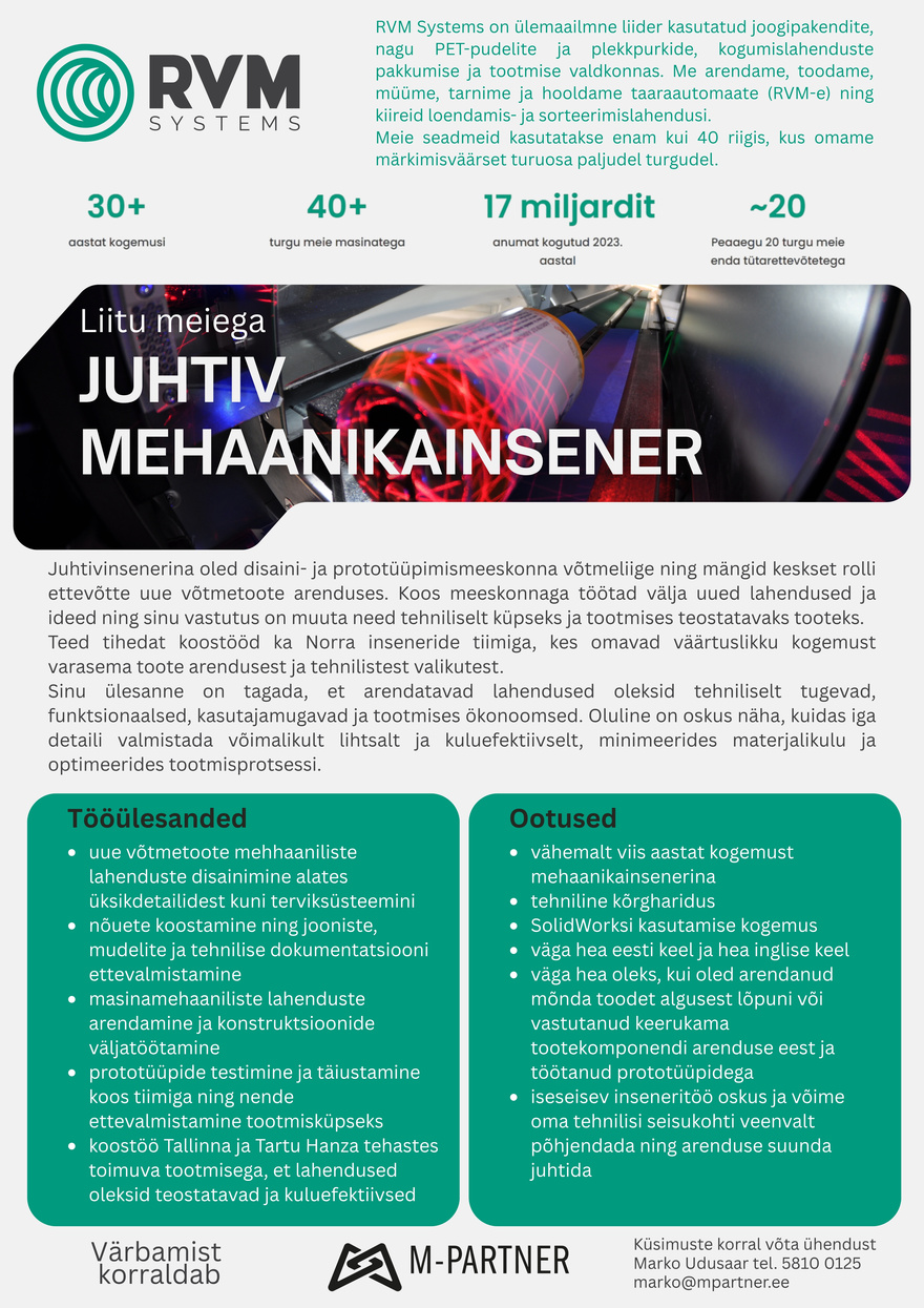 M-Partner HR Juhtiv mehaanikainsener