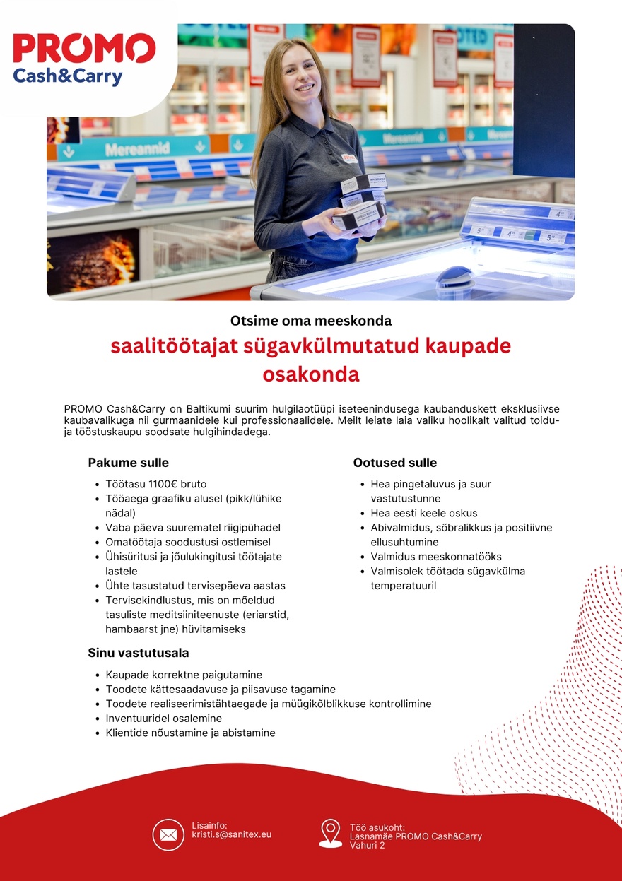 Sanitex OÜ Saalitöötaja sügavkülmutatud kaupade osakonda