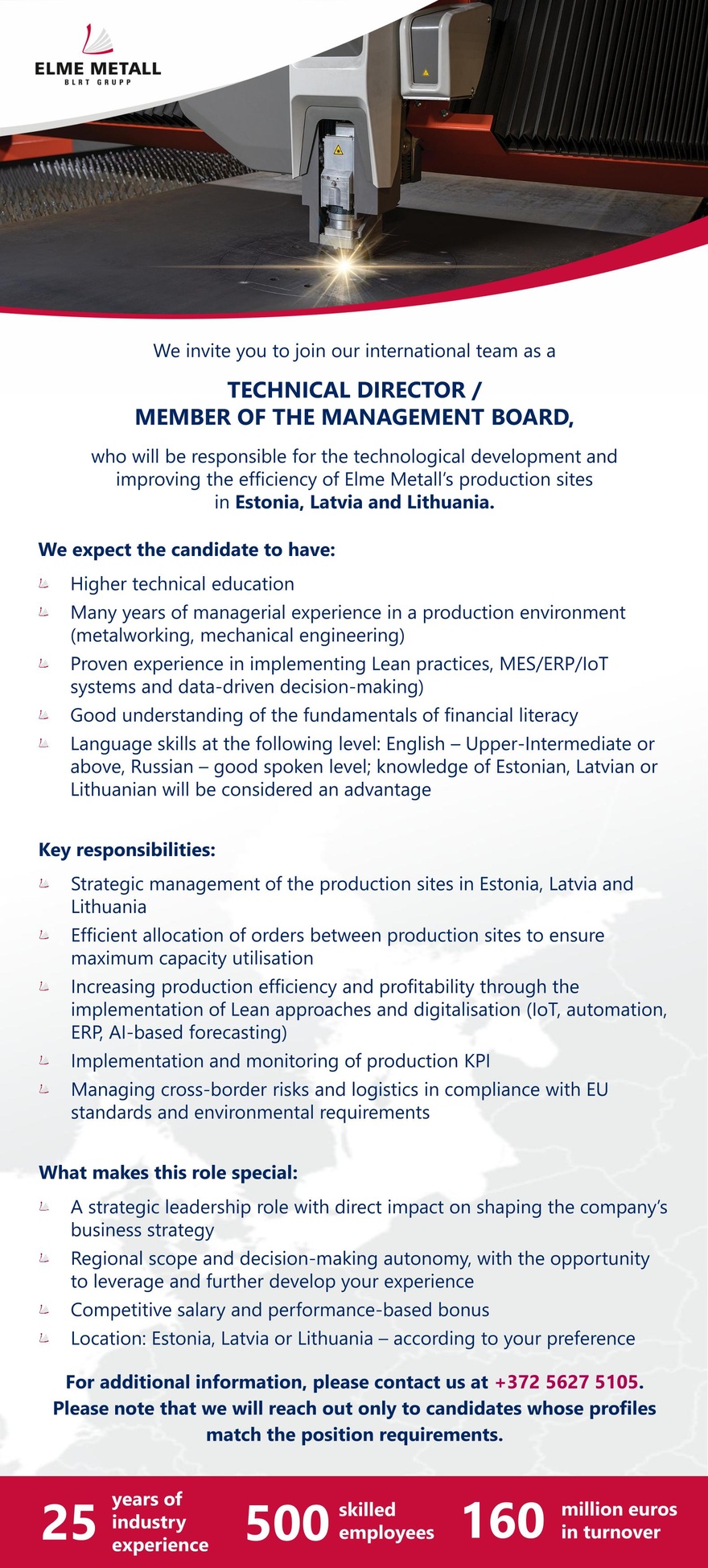 Elme Metall Technical director / Member of the management board