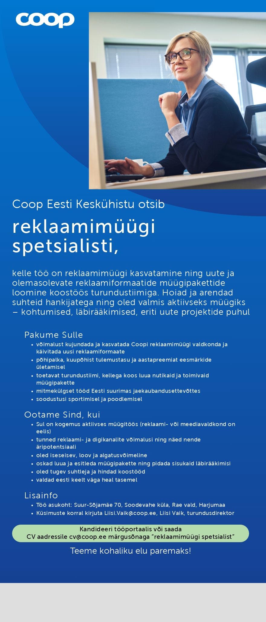 Coop Eesti Keskühistu Reklaamimüügi spetsialist