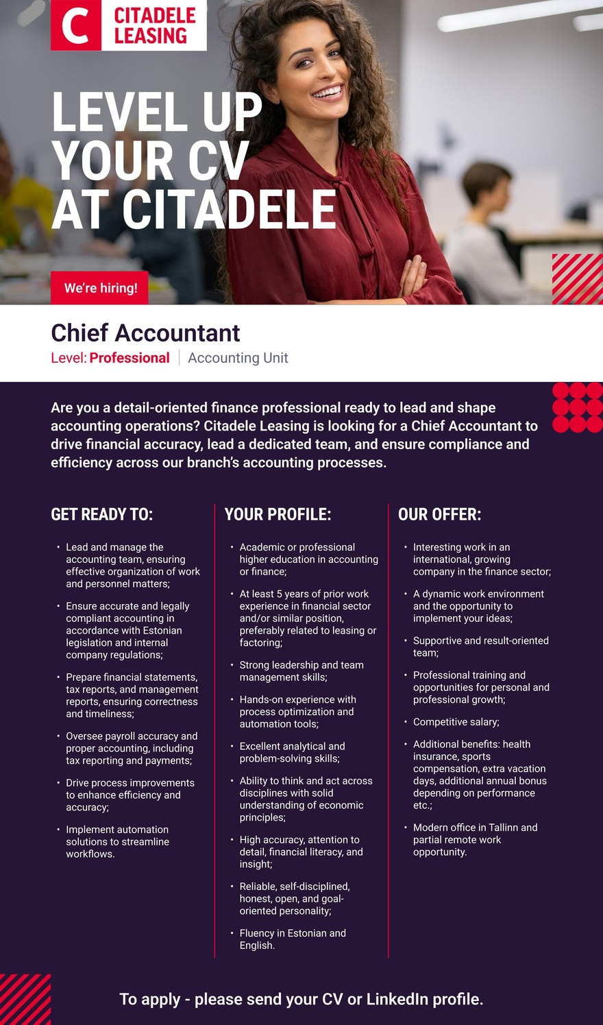 AS CITADELE BANKA EESTI FILIAAL Chief Accountant