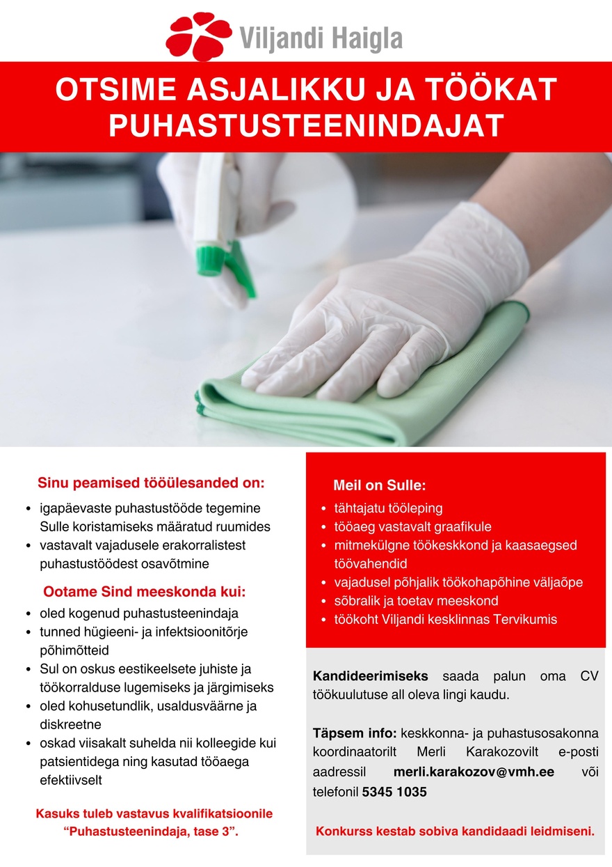 SA Viljandi Haigla Puhastusteenindaja