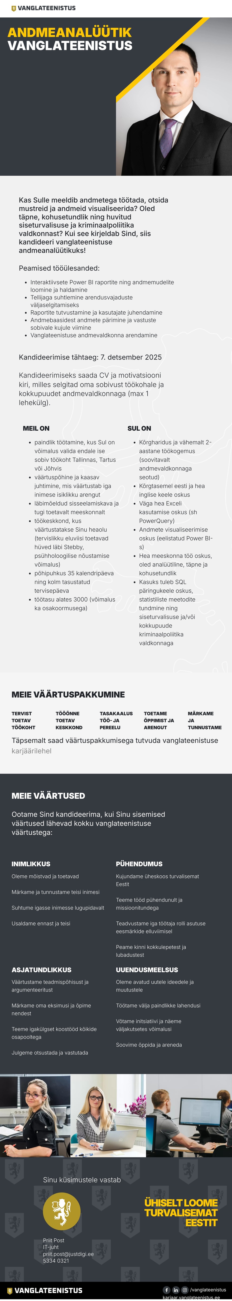 Tallinna vangla Andmeanalüütik