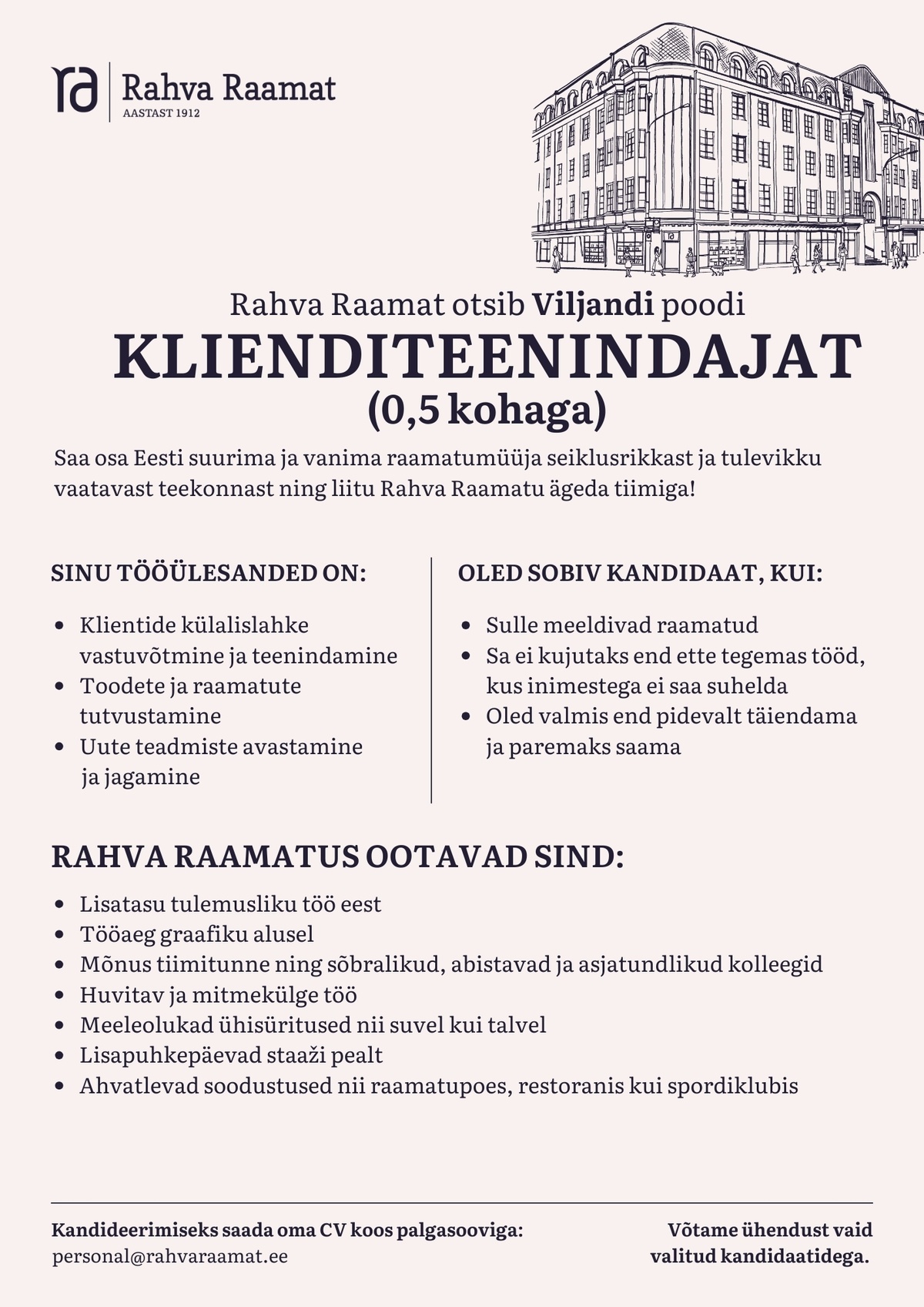 Rahva Raamat AS Rahva Raamatu Viljandi kaupluse klienditeenindaja