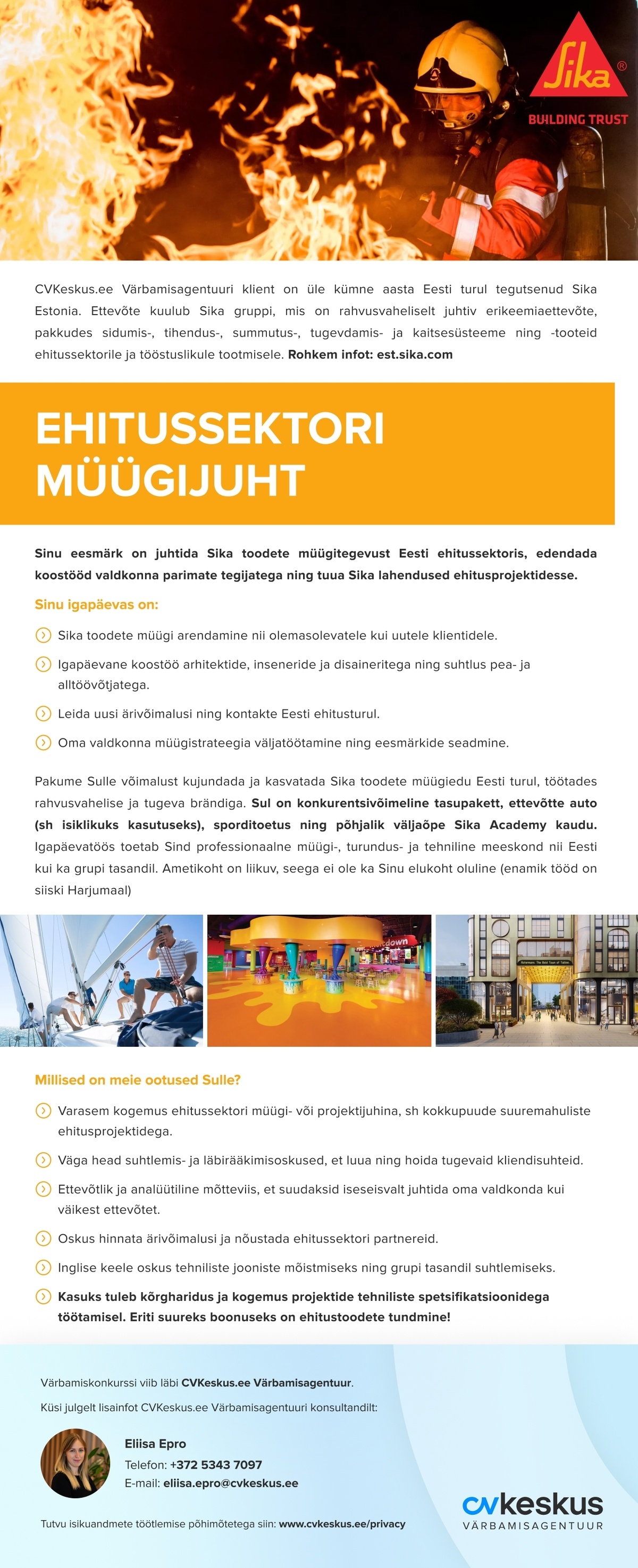 Sika Estonia OÜ Müügijuht (ehitussektor)