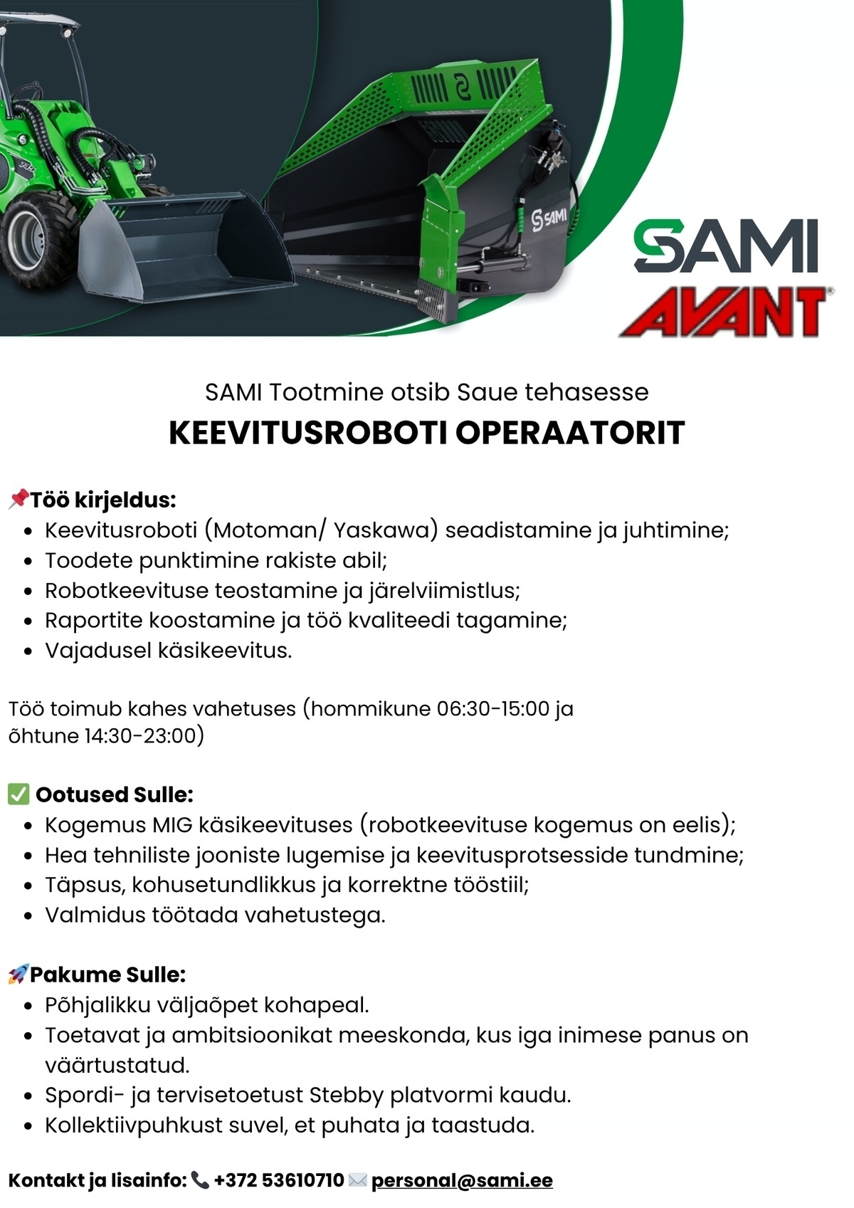 SAMI Tootmine AS Keevitusroboti operaator