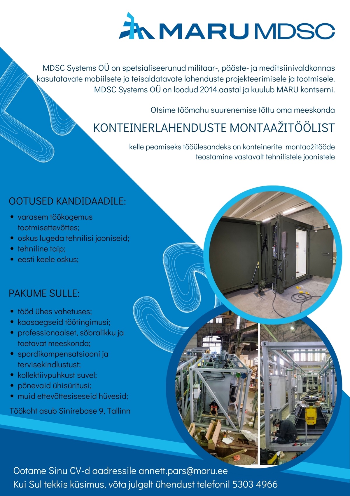 MDSC SYSTEMS OÜ Konteinerlahenduste montaažitööline