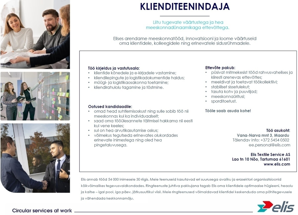 Elis Textile Service AS Klienditeenindaja (Tallinn)