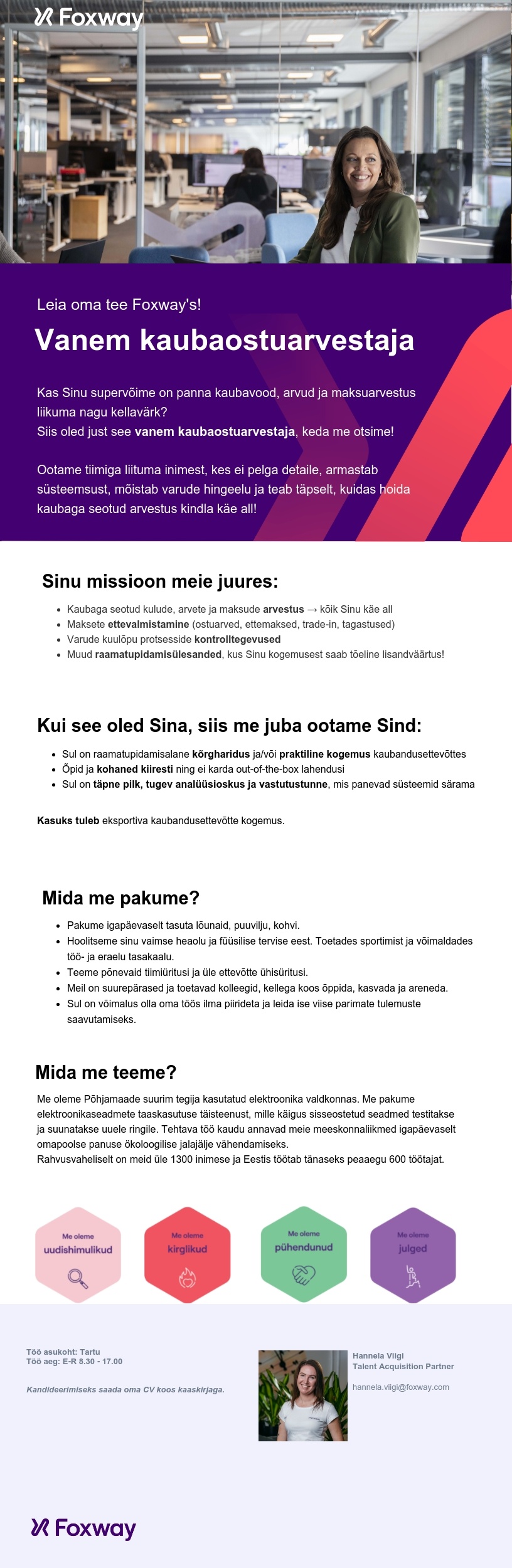 Foxway OÜ Vanem kaubaostuarvestaja