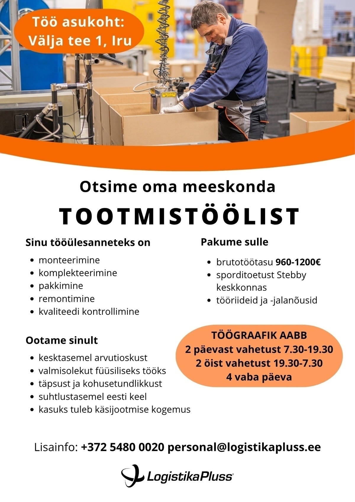 LOGISTIKA PLUSS OÜ Tootmistööline