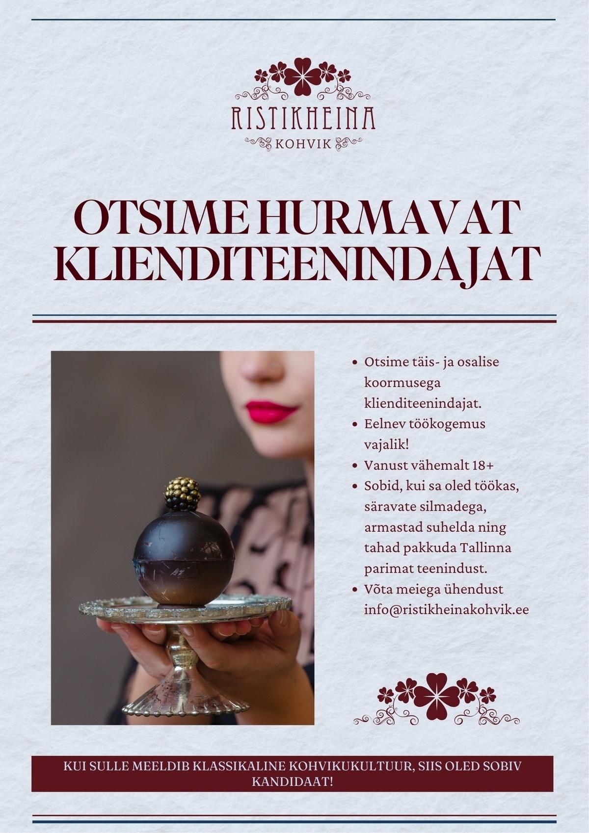 RISTIKHEINA KOHVIK OÜ Klienditeenindaja-barista