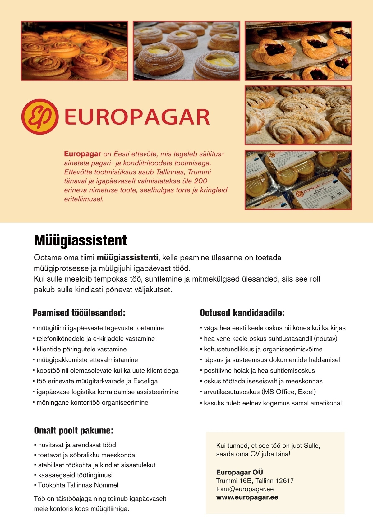 Europagar OÜ Müügiassistent