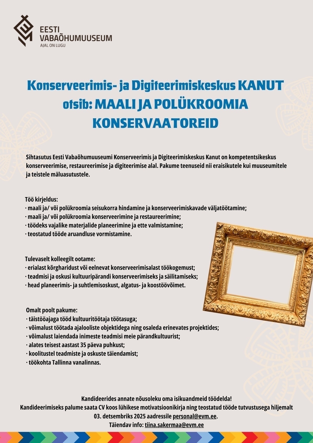 EESTI VABAÕHUMUUSEUM SA Konservaator