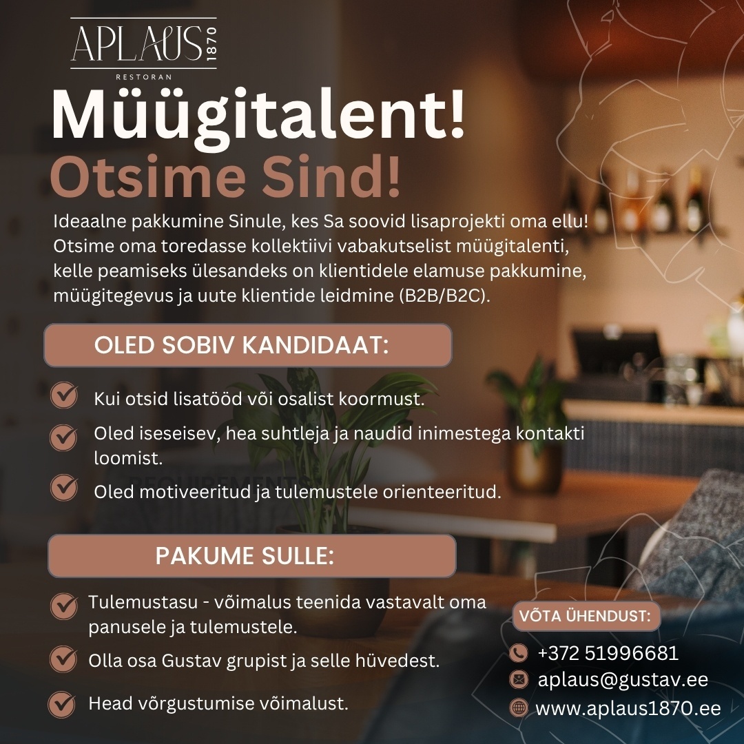 GUSTAV CAFE OÜ MÜÜGITALENT