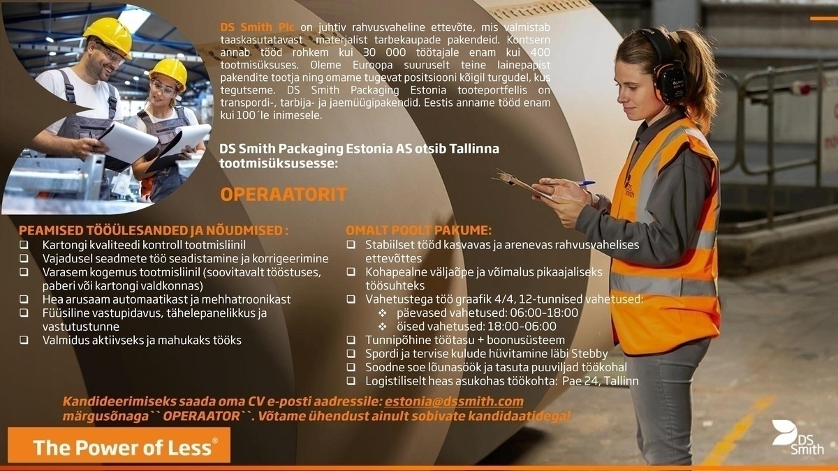 DS Smith Packaging Estonia AS Operaator