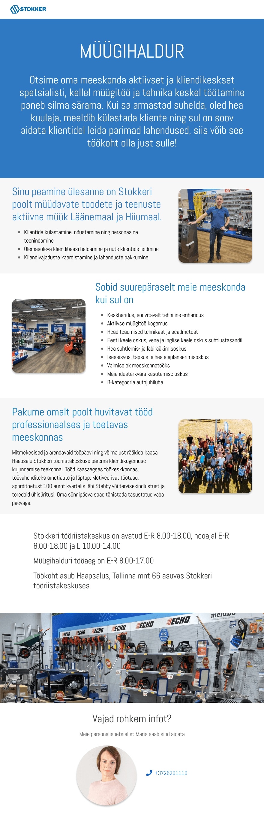 Stokker AS Müügihaldur Haapsalu