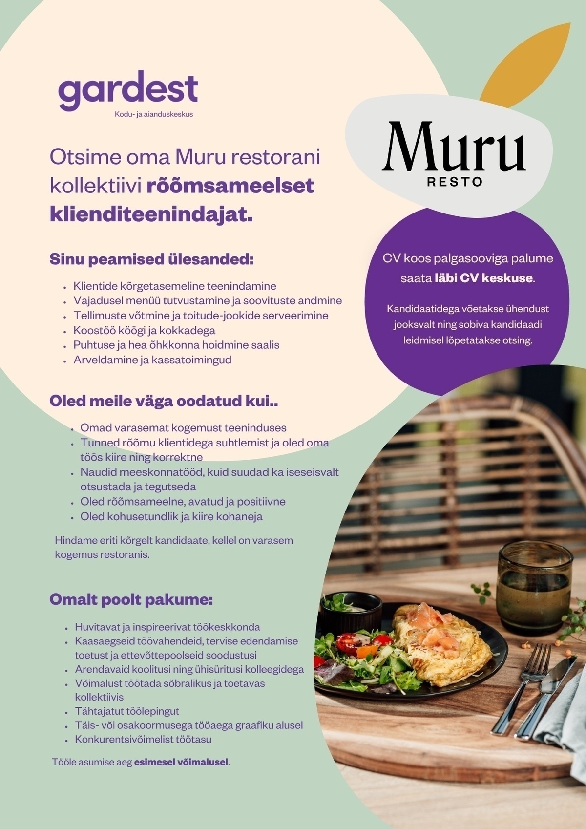 Gardest OÜ Otsime oma Muru restorani kollektiivi rõõmsameelset klienditeenindajat