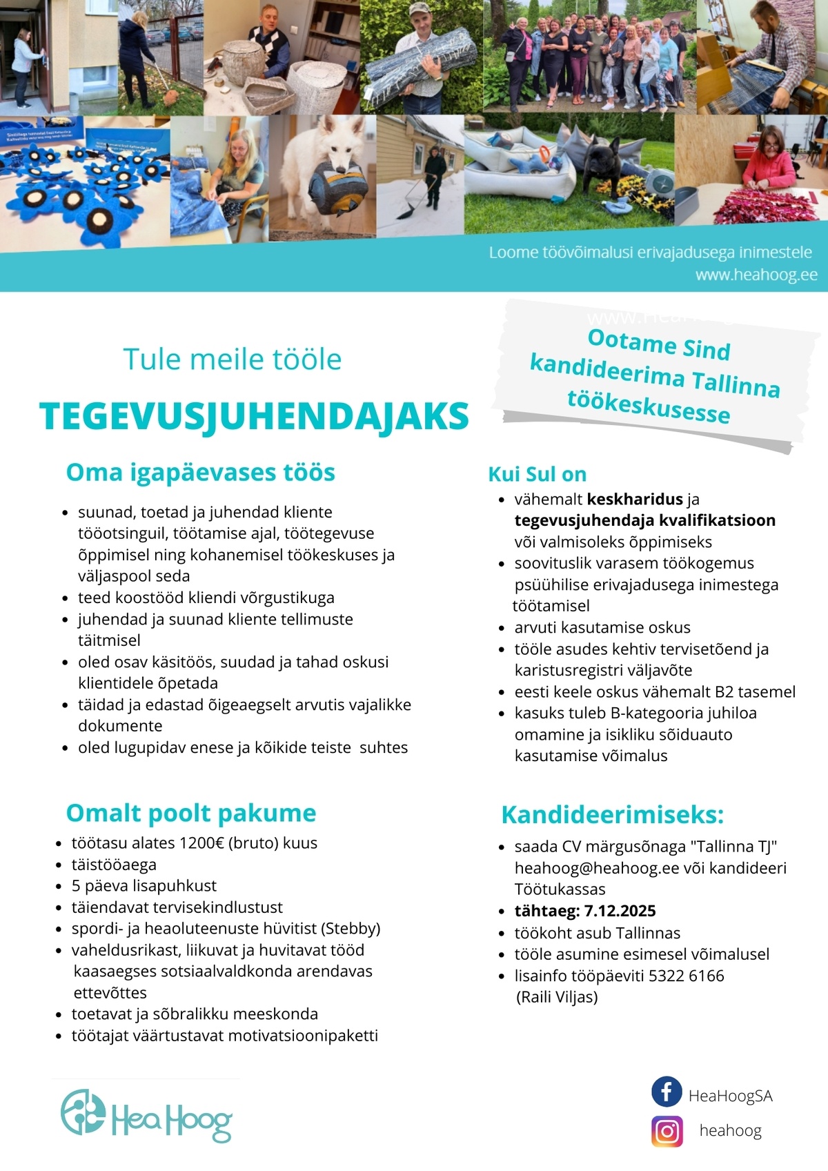 SA Hea Hoog Tegevusjuhendaja Tallinnas