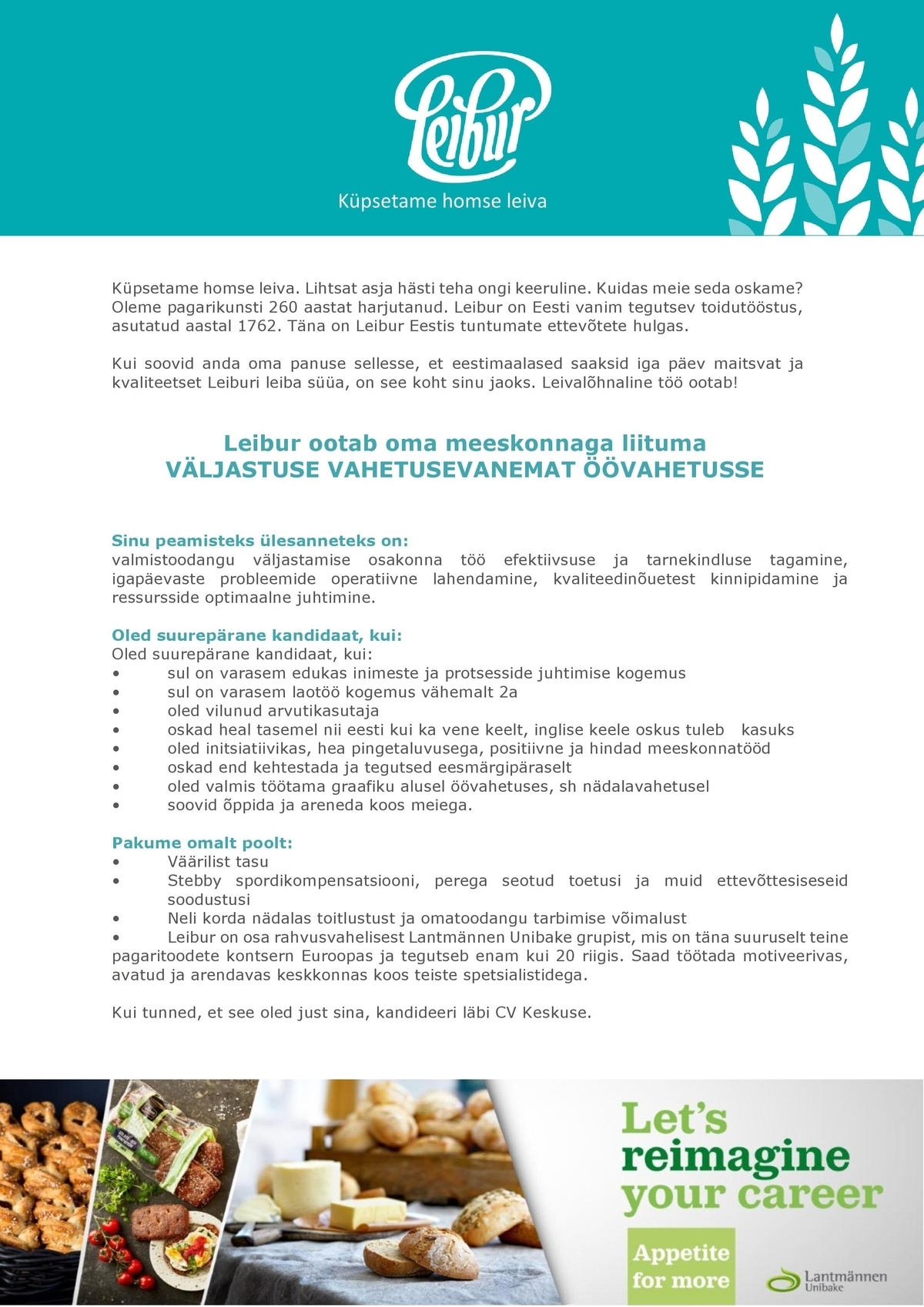 Leibur AS Väljastuse vahetuse vanem