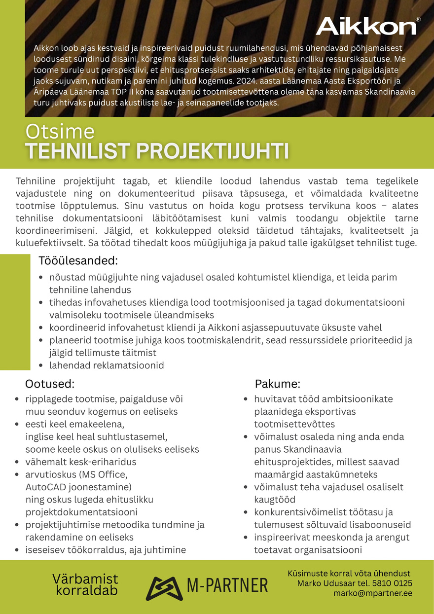 M-Partner HR Tehniline projektijuht