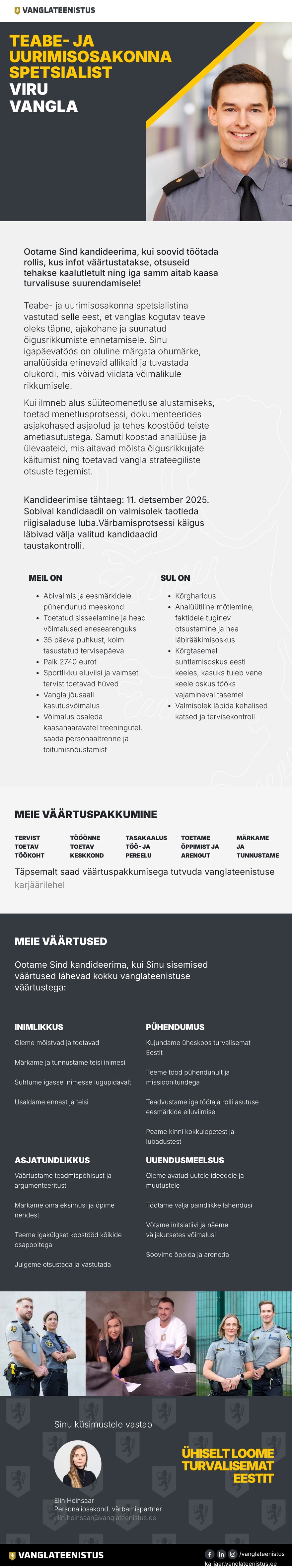 Viru vangla Teabe- ja uurimisosakonna spetsialist