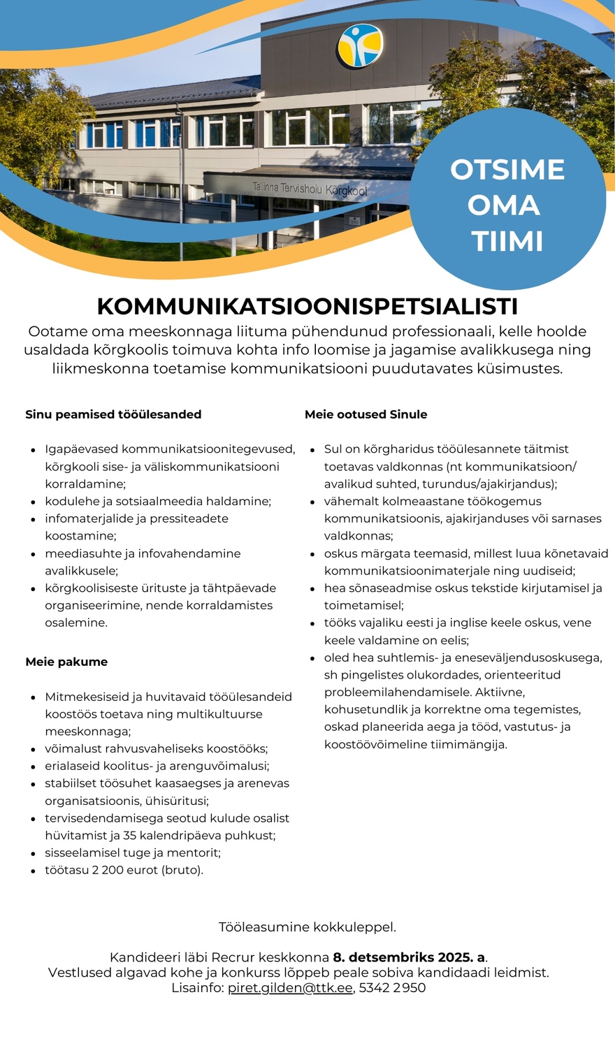 Tallinna Tervishoiu Kõrgkool Kommunikatsioonispetsialist