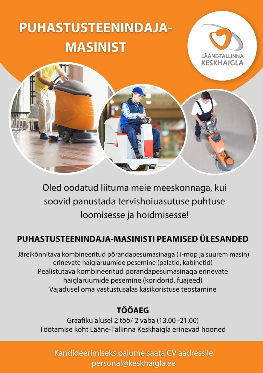 AS Lääne-Tallinna Keskhaigla Puhastusteenindaja-masinist